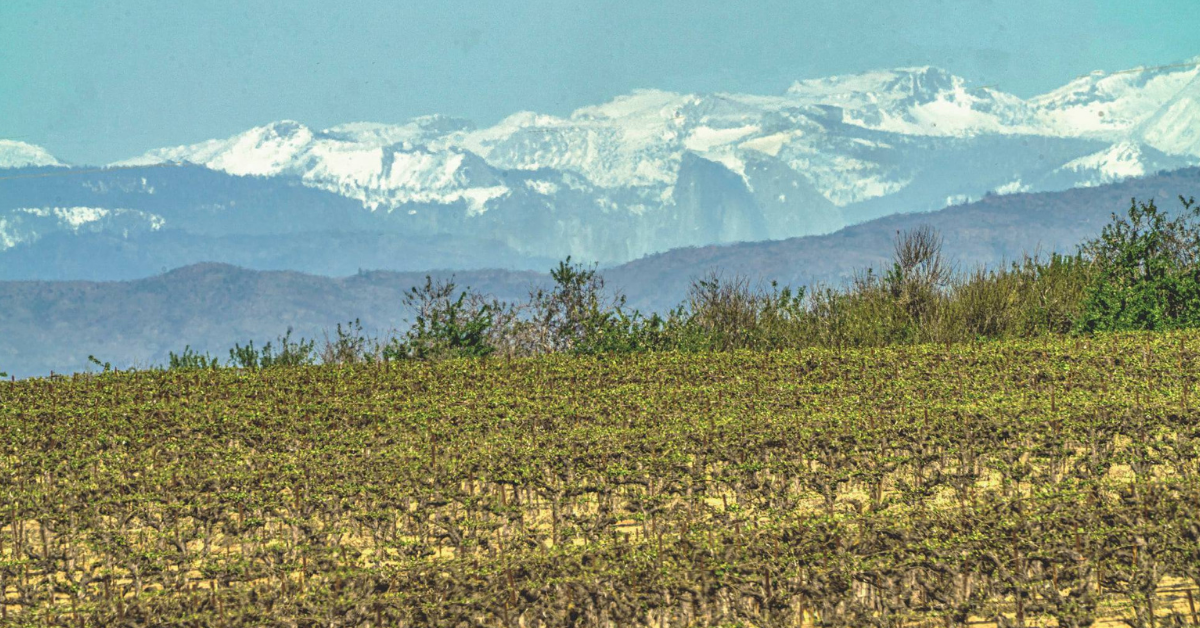  Photograph of the Sierra Mountains where, if your eyesight is good, you can see Half Dome in Yosemite National Park.  Photo: Flip Hassett 