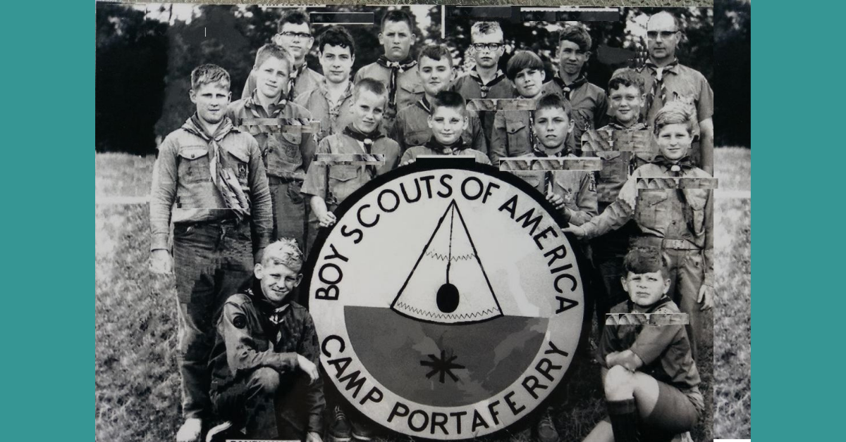  I am among the Scouts attending a week of comradery at the former Camp Portaferry in Lewis County, NY back in the early 1970s.  I’m in the middle row in the center just above the scout at the top of the Boy Scouts sign.   The camp property was sold in recent years and divided into building lots.  Photo:  Port Leyden Historical Club. 