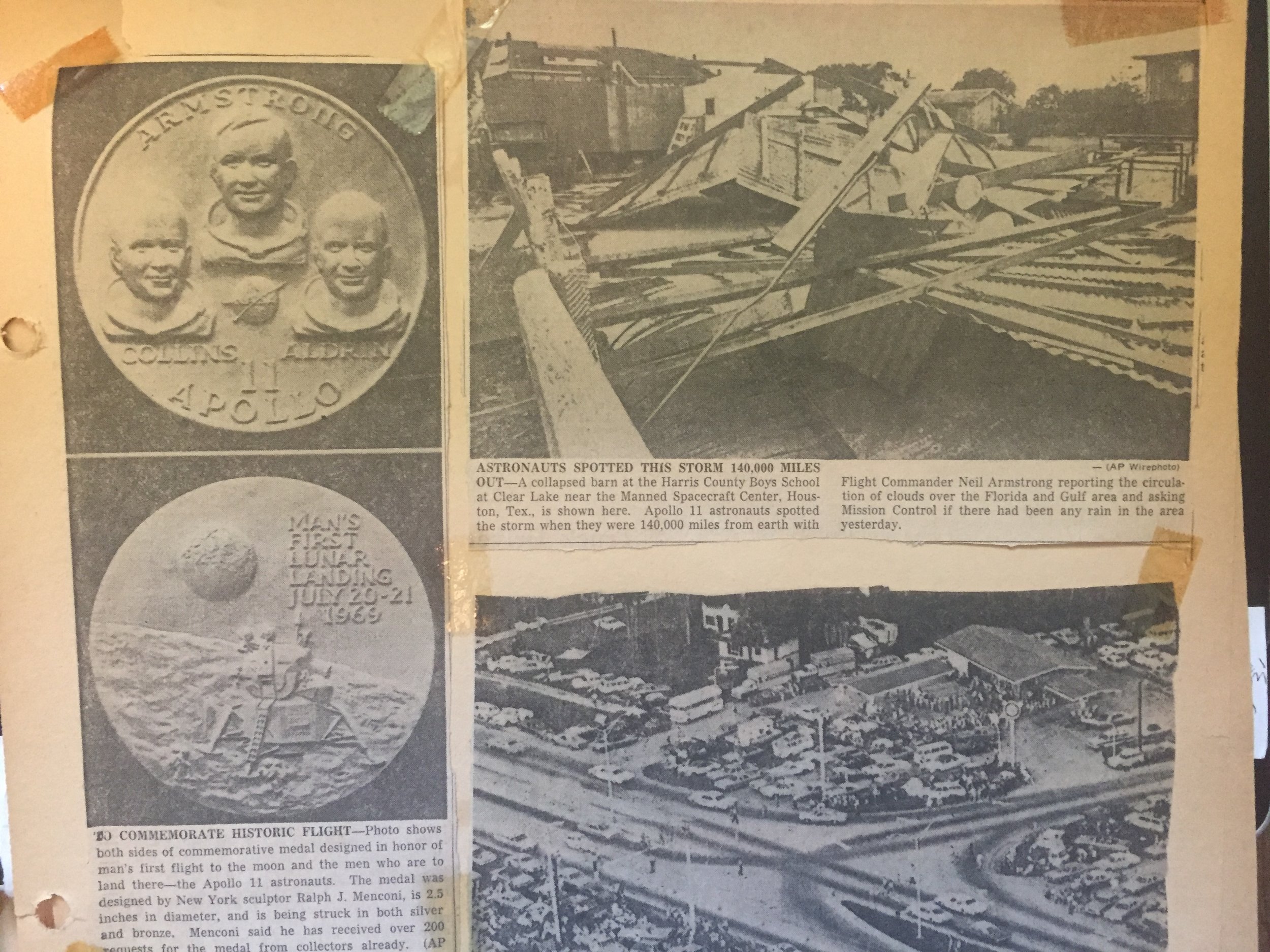  Photos from the local newspaper that were clipped for my Apollo 11 scrapbook. 