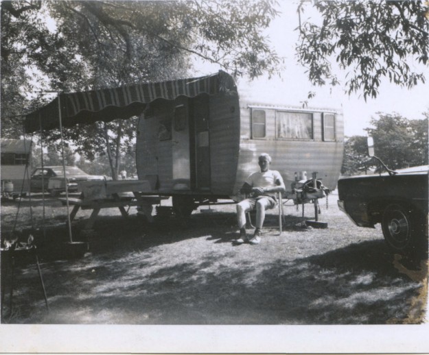 My Dad in front of our camper.  Photo from the Newvine Personal Collection