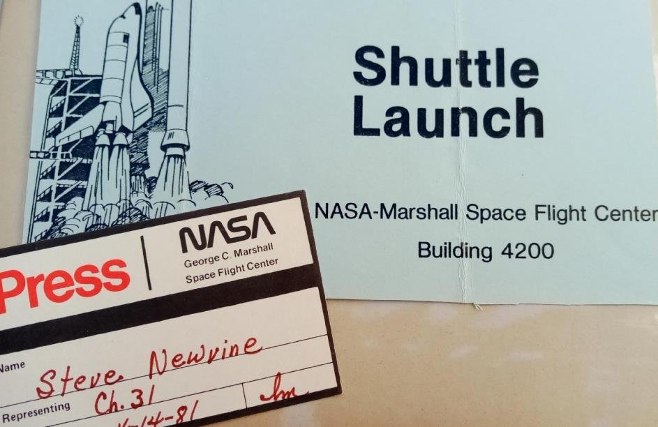 The press credential issued to me from the Marshall Space Flight Center permitting my crew and me entry to the NASA facility for one of the first three launches of the Shuttle Columbia. Photo: Newvine Personal Collection