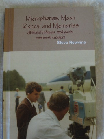  Cover of Microphones, Moon Rocks, and Memories taken as two Space Shuttle astronauts arrive in Huntsville, Alabama.  Photo:  Newvine Personal Collection 