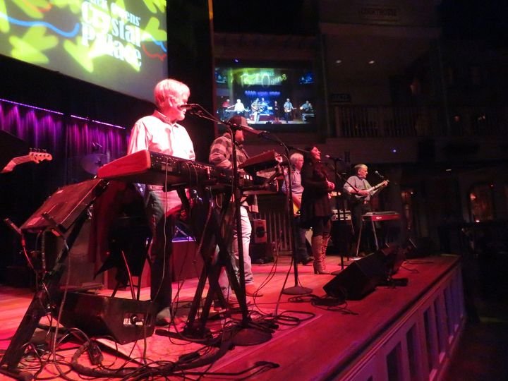  Jim Shaw in the foreground with two other members of the Buckaroos at the band’s reunion concert in March 2023. Photo: Steve Daniels. 