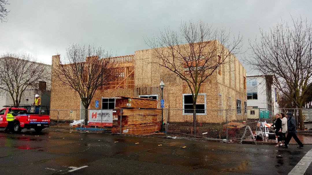 The new office under construction on West Eighteenth Street in downtown Merced. Photo: Steve Newvine