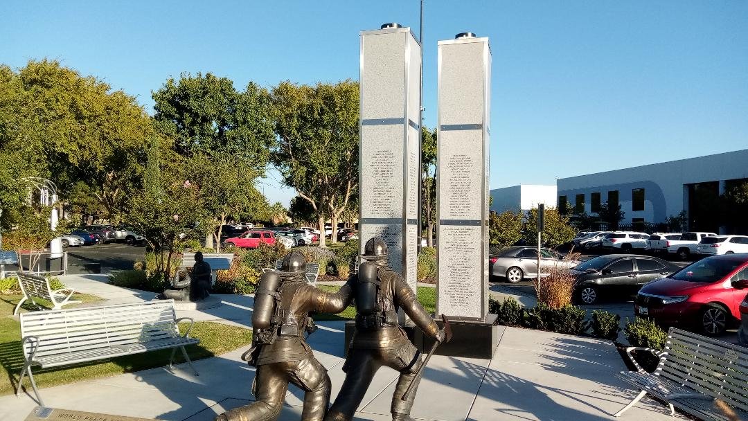 The World Trade Center statue in the California 9-11 Memorial in Clovis. Photo: Steve Newvine