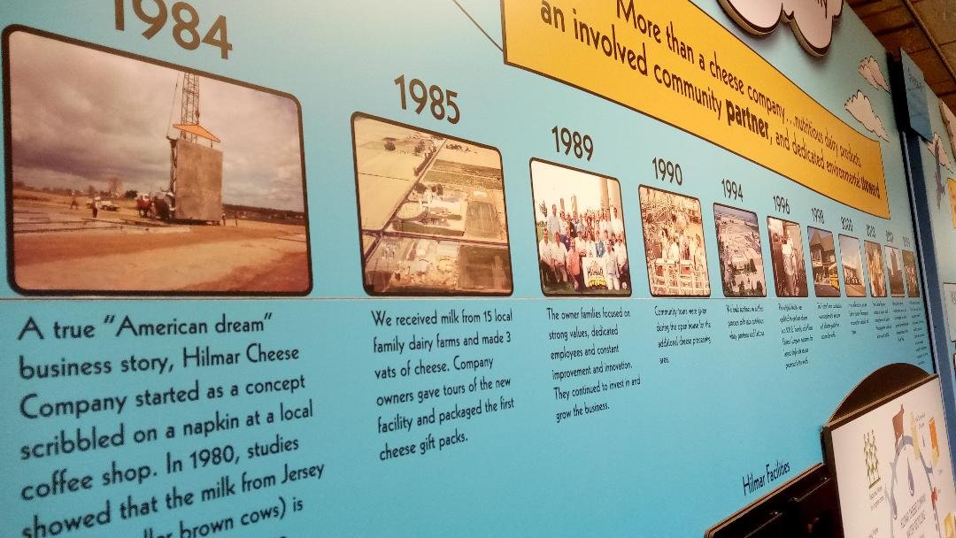 The visitor center includes a timeline that tells the story of how Hilmar Cheese got started back in 1984. Photo: Steve Newvine