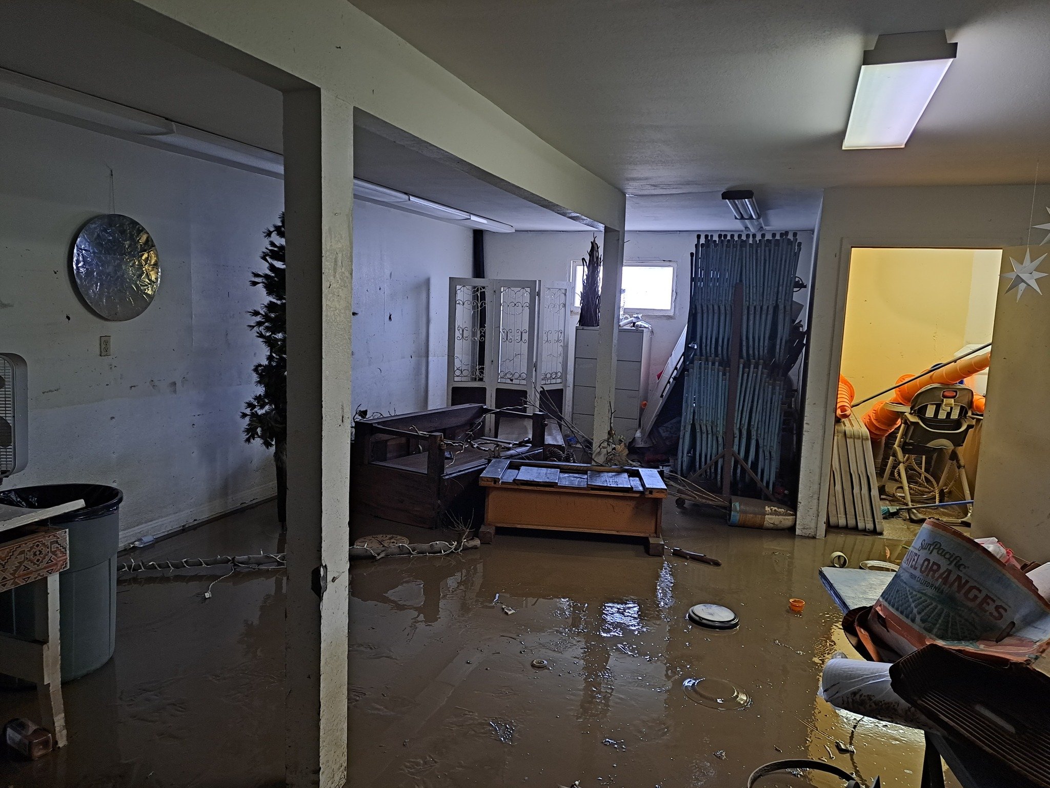 The inside of the Planada Community Church when helpers arrived later in the week of January 9. Photo: Annette Macias.