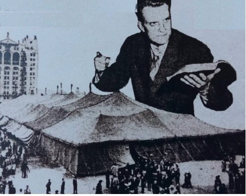 Pictures from the actual Modesto Crusade are hard to come by. Here is a promotional photo from the Los Angeles Crusade that followed several months after the Modesto stop. Photo: Billy Graham Evangelistic Association