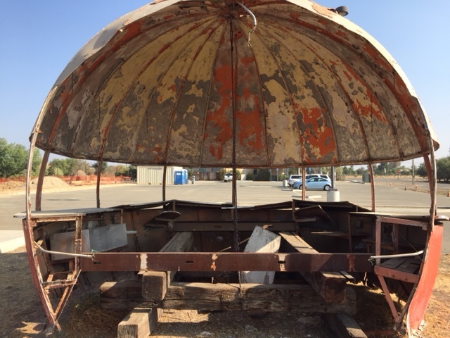   This is the inside of the former Fairmead Orange Stand.  It’s very clear that the team working on this restoration have a big job on their hands.  Photo: Steve Newvine 