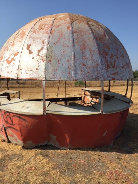  This is what the people restoring the giant orange stand are facing with the project.  The stand is not in great shape now, but will be brought back to its former presence.  Photo by Steve Newvine 