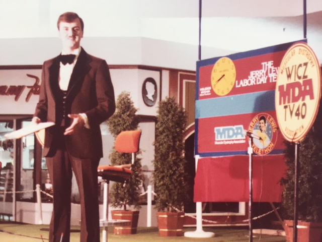  Hosting the Muscular Dystrophy Labor Day Telethon at WICZ-TV in Binghamton, NY.  Photo:  Newvine Personal Collection 