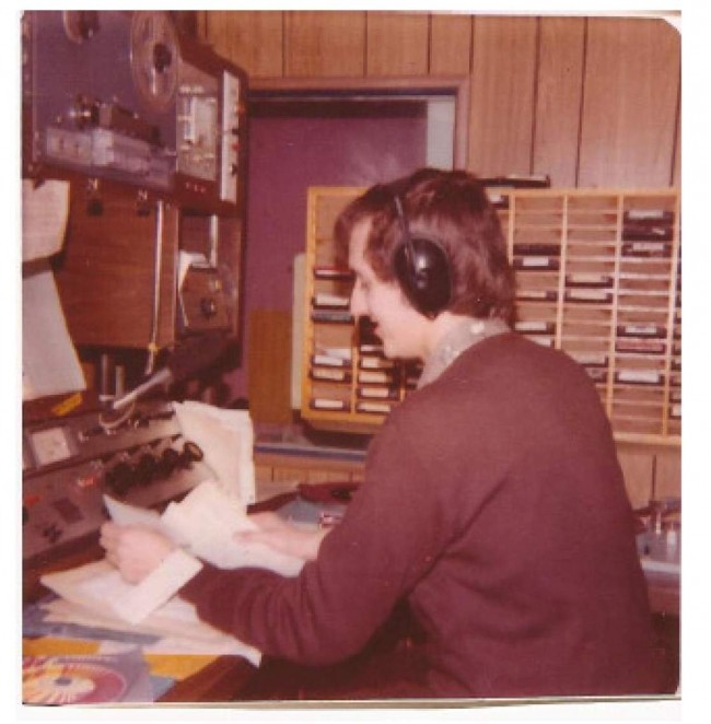   Reading the news on station WBRV in Boonville, New York.  Photo: Newvine Personal Collection  