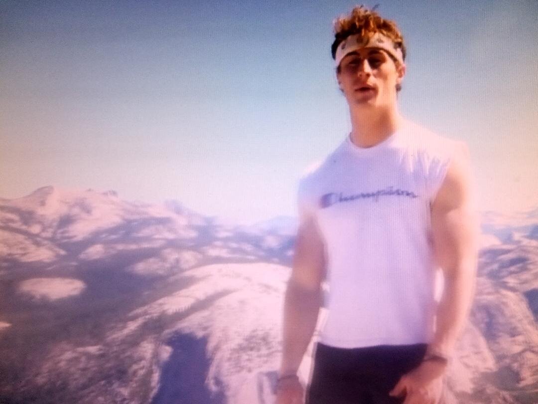  Brennen Thompson kept a video diary of each of his climbs, including one at the top of Half Dome in June. Photo: ValleyTough.com 